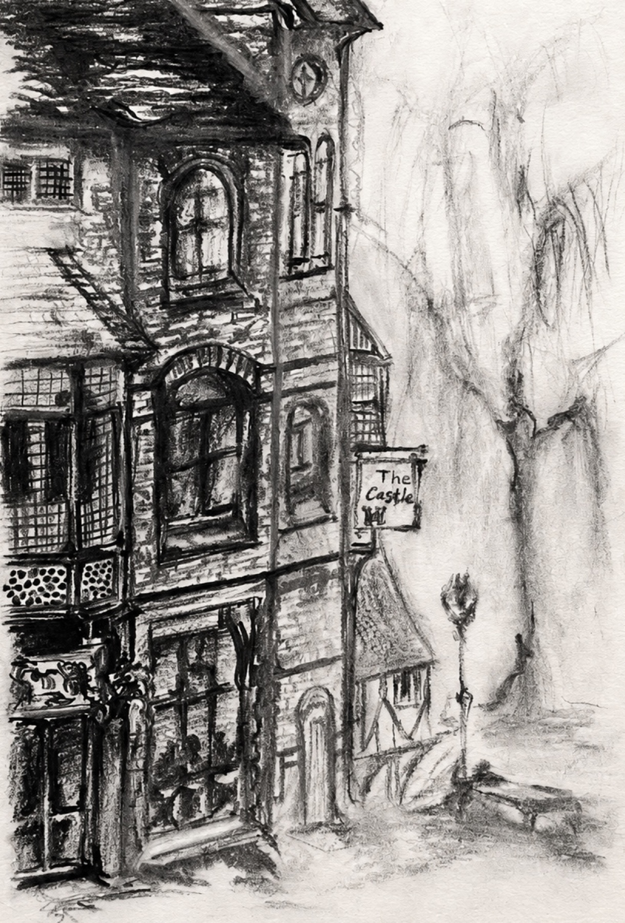 Charcoal drawing of The Castle