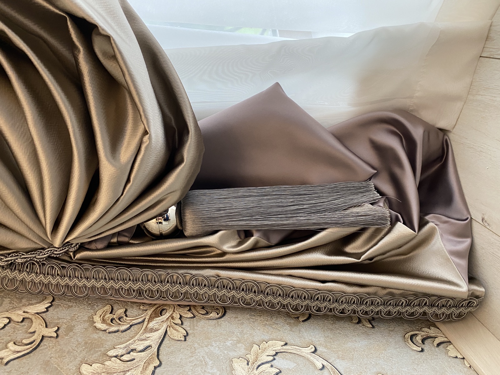 Detailed curtain drapery and tassel