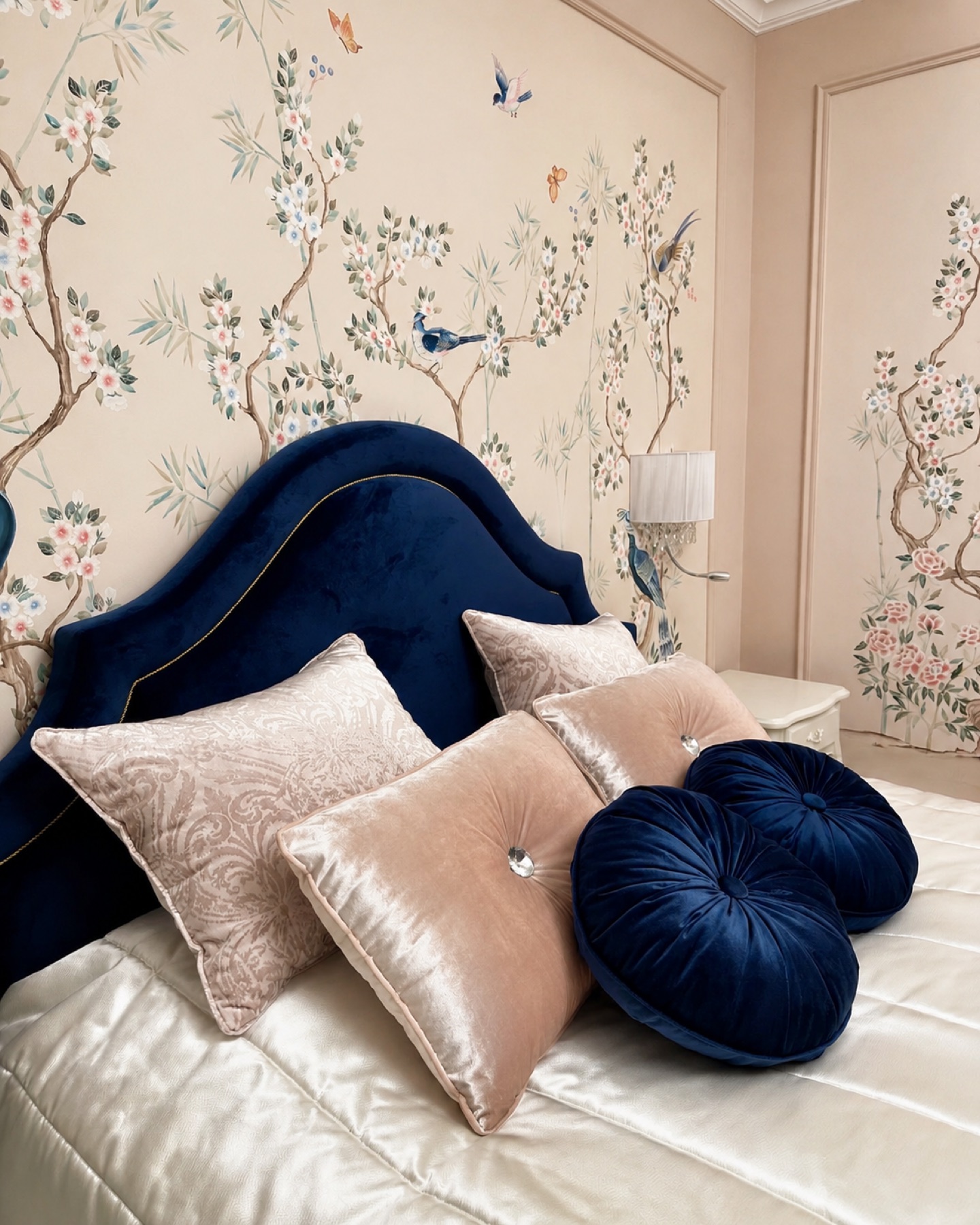Bespoke blue bedroom textiles
