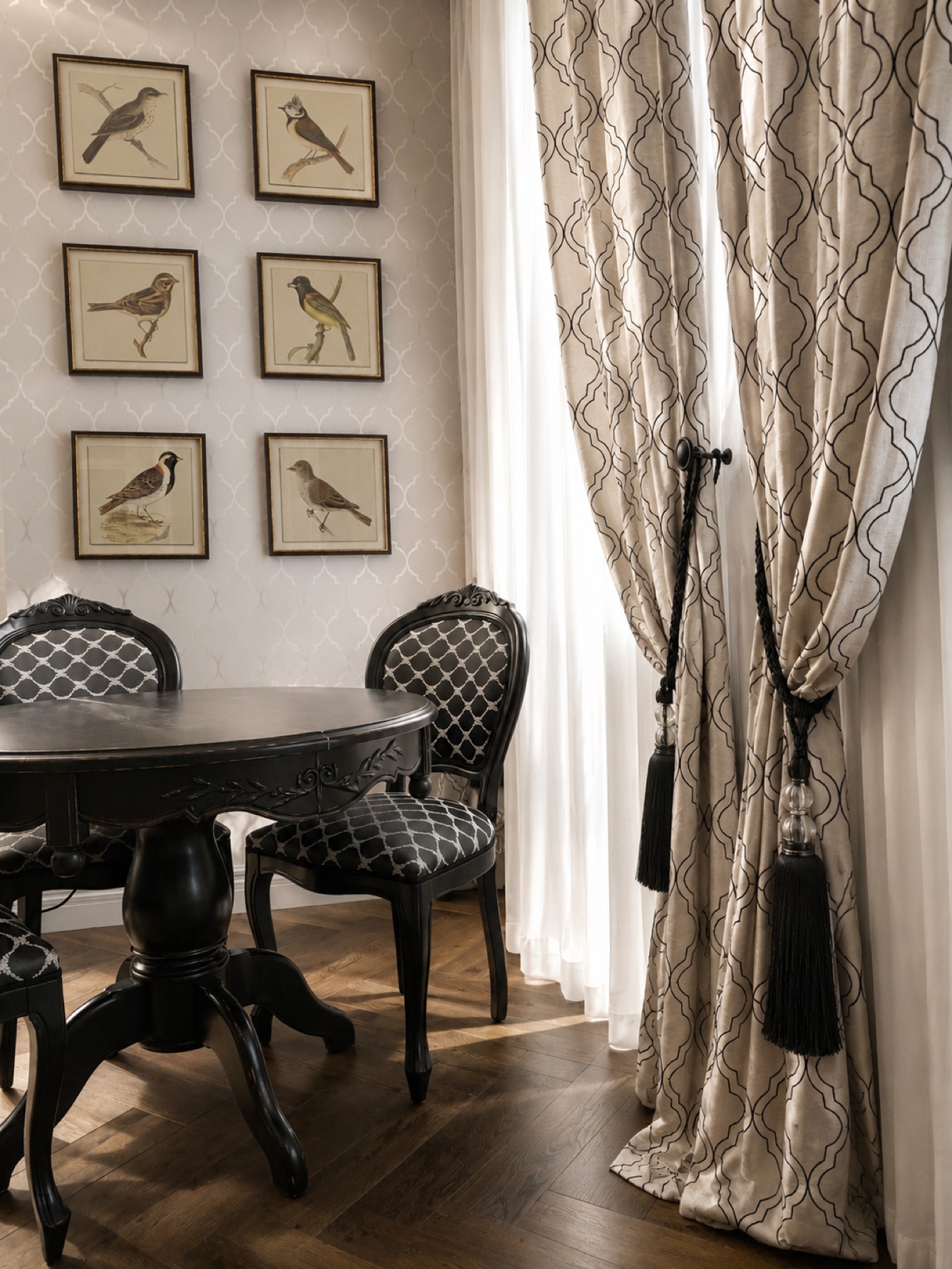 Patterned dining room curtains
