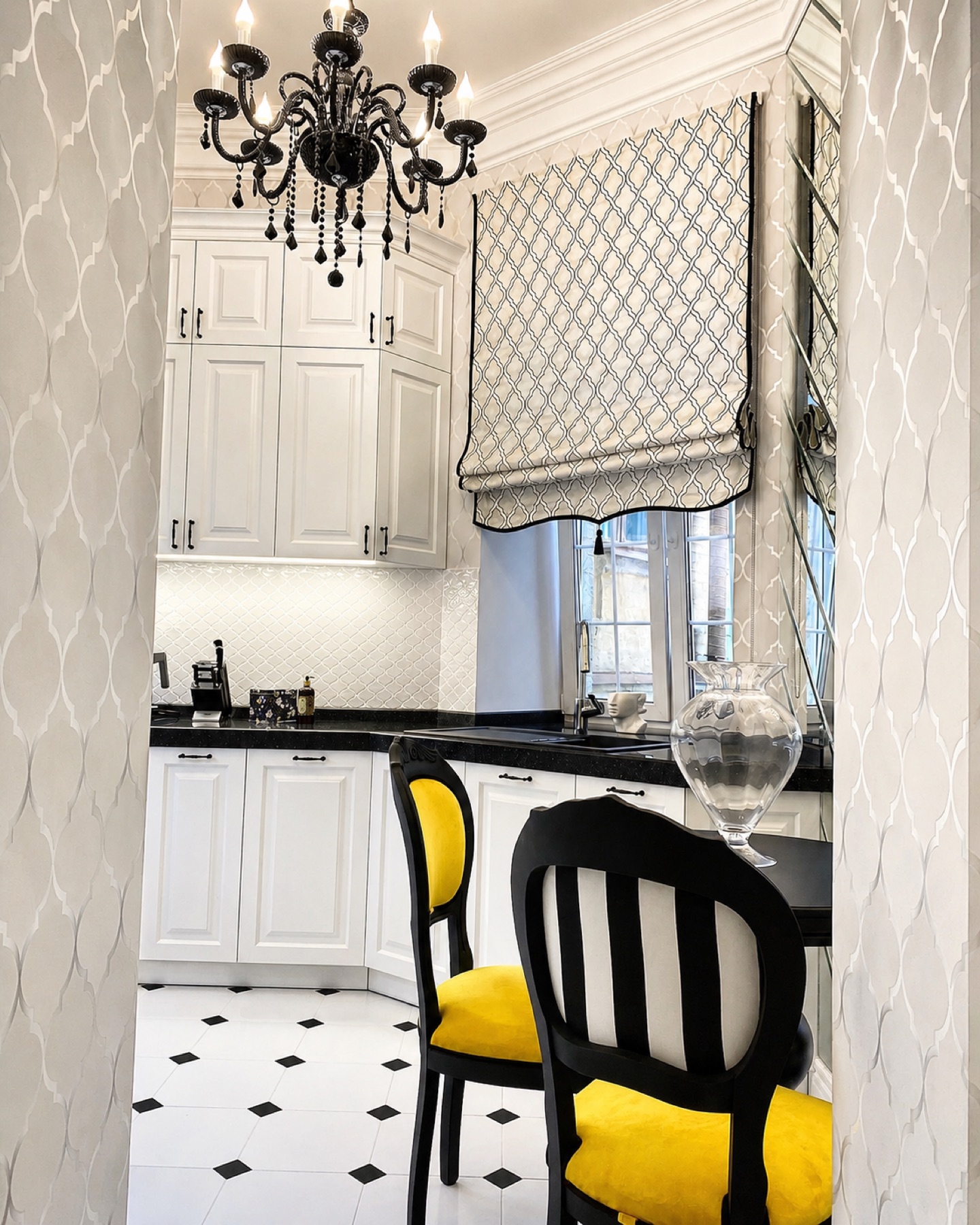 Bespoke Roman blind and dining textiles