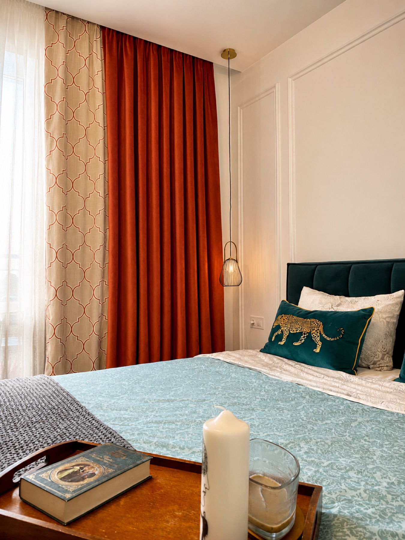 Colourful bespoke bedroom textiles
