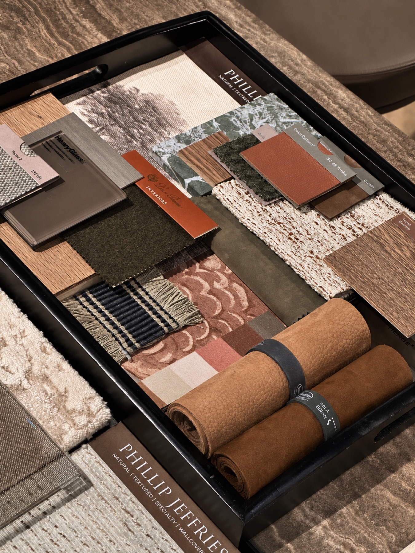Warm textile and material palette